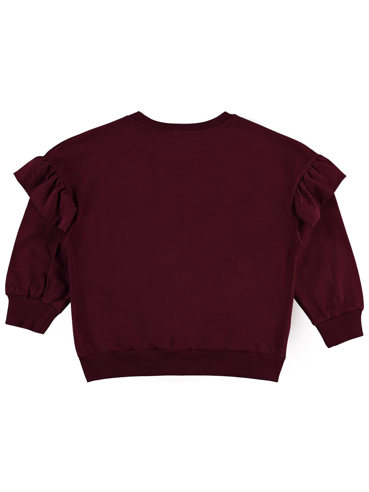 Civil Kız Çocuk Roba Fırfırlı Sweatshirt | 2 İp Uzun Kol | Okul Kreş ve Günlük Kullanım - Bordo