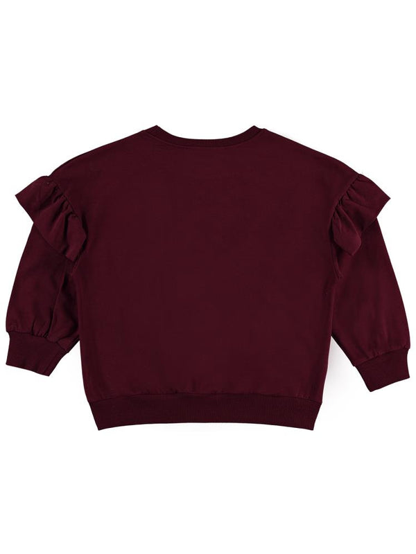 Civil Girls Roba Fırfırlı 10-13 Yaş Sweatshirt - Bordo