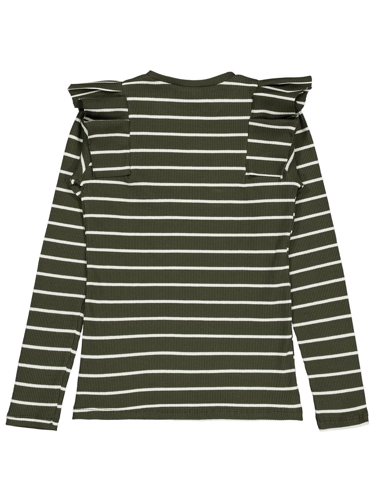 Civil Kız Çocuk İnce Çizgili Sweatshirt | Kaşkorse Uzun Kol | Okul Kreş ve Günlük Kullanım - Haki