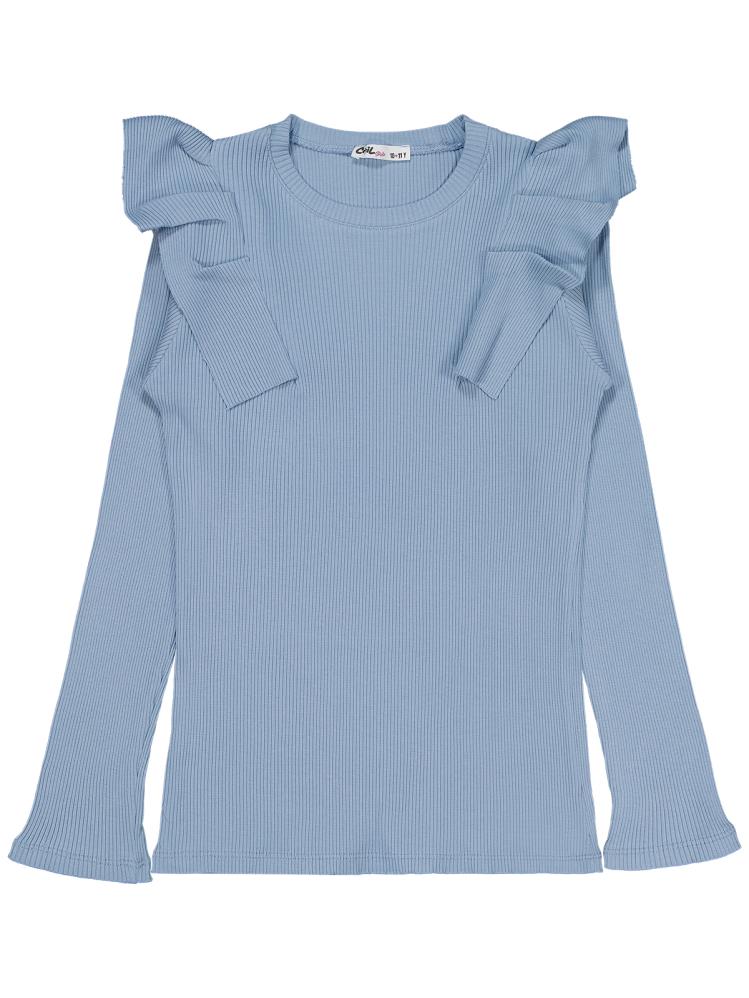 Civil Girls Omuz Fırfırlı 10-13 Yaş Sweatshirt - Mavi