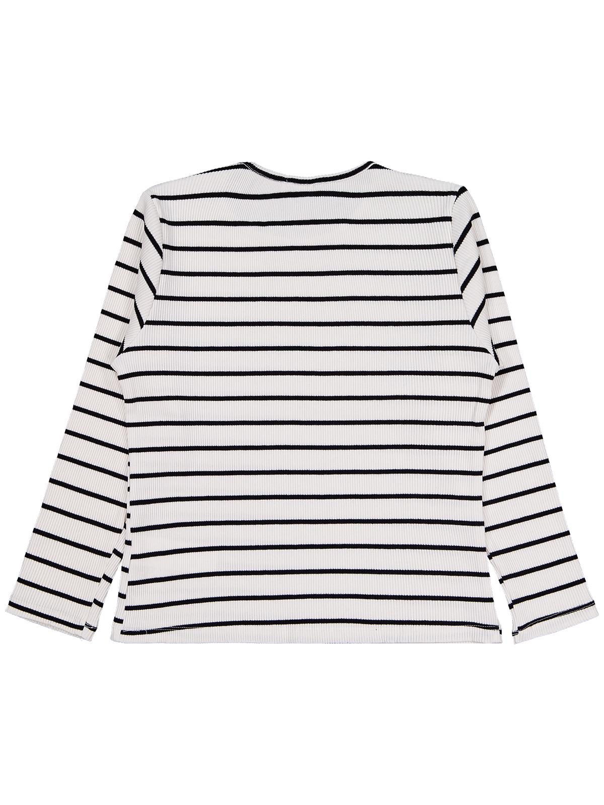 Civil Kız Çocuk Kalın Çizgili Sweatshirt | Kaşkorse Uzun Kol | Okul Kreş ve Günlük Kullanım - Ekru