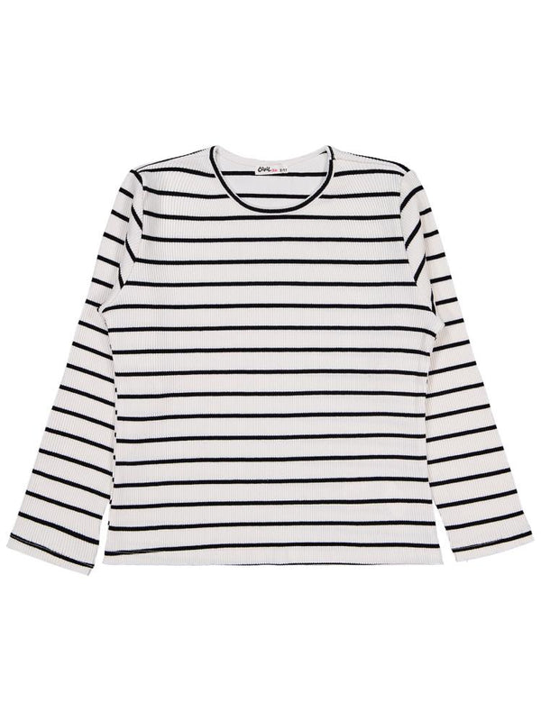 Civil Girls Kalın Çizgili 10-13 Yaş Sweatshirt - Ekru