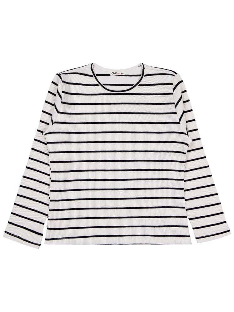 Civil Girls Kalın Çizgili 10-13 Yaş Sweatshirt - Ekru