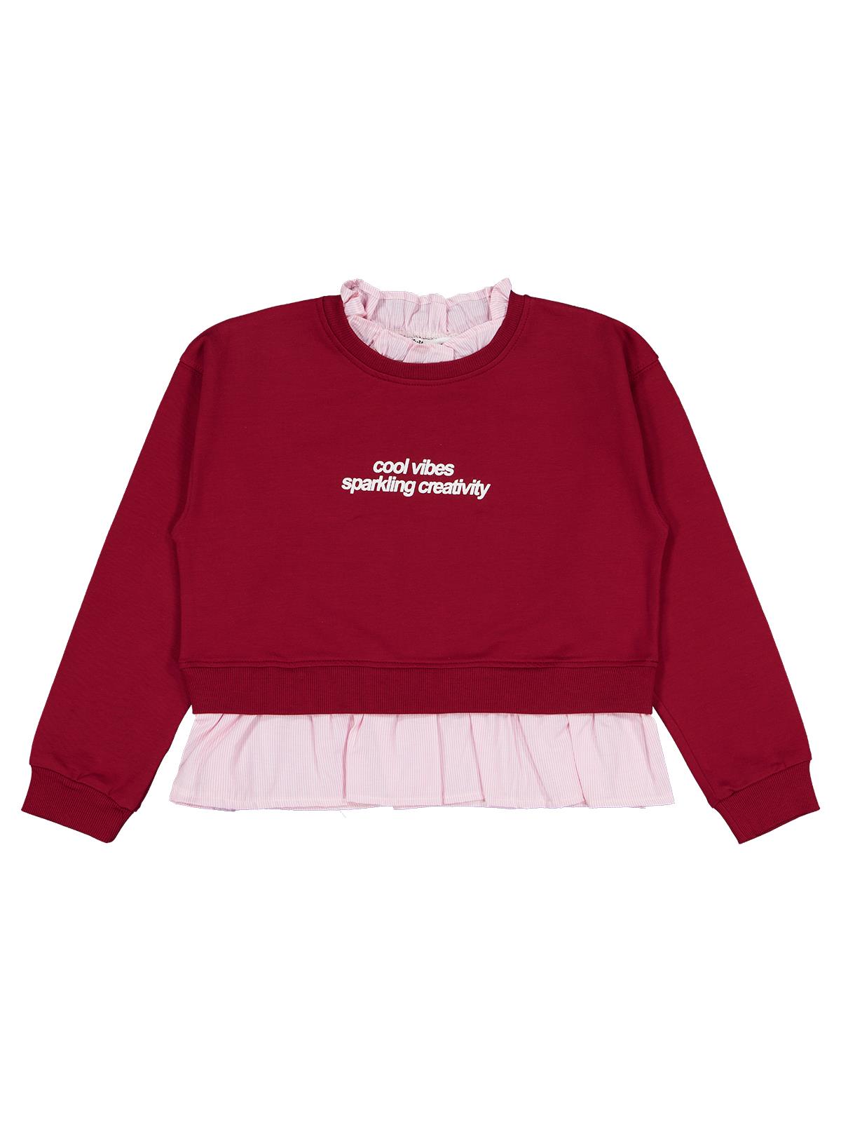 Civil Girls Cool Vibes Baskılı 10-13 Yaş Sweatshirt - Bordo