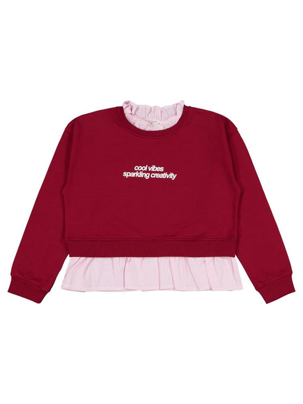 Civil Girls Cool Vibes Baskılı 10-13 Yaş Sweatshirt - Bordo