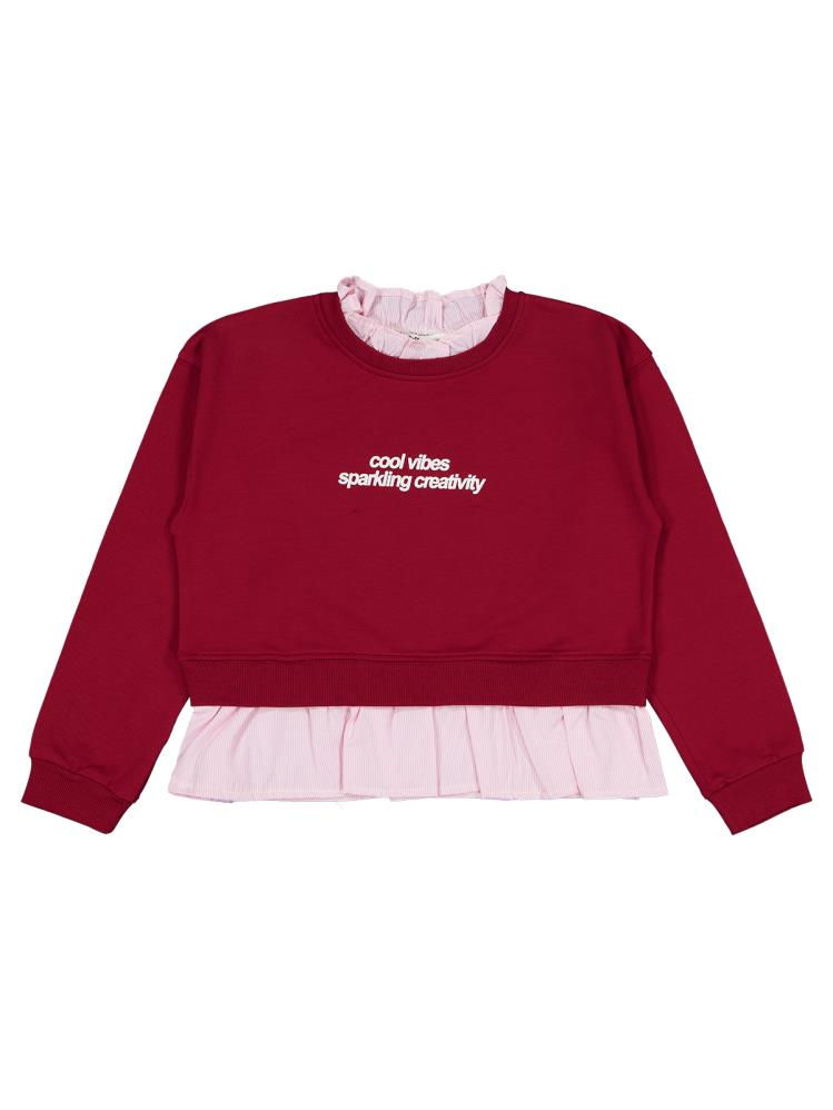 Civil Girls Cool Vibes Baskılı 10-13 Yaş Sweatshirt - Bordo