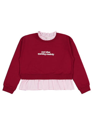 Civil Girls Cool Vibes Baskılı 10-13 Yaş Sweatshirt - Bordo