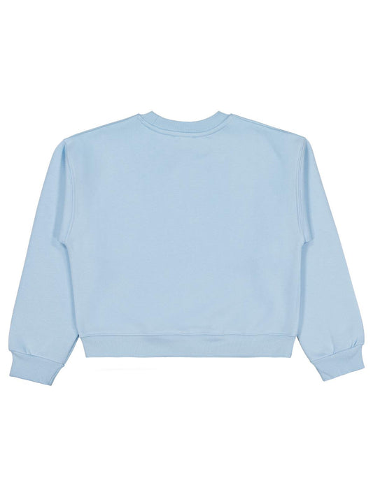 Civil Kız Çocuk Yıldız Nakışlı Sweatshirt | 3 İp Uzun Kol | Okul Kreş ve Günlük Kullanım - Mavi