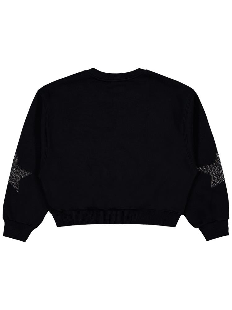 Civil Girls Taşlı Yıldız Nakışlı 10-13 Yaş Sweatshirt - Siyah