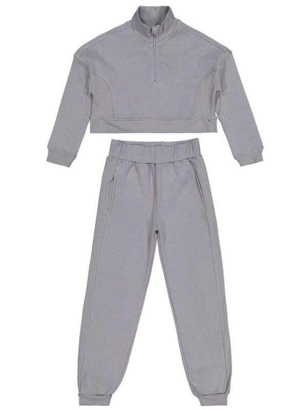 Civil Girls Fermuar Detaylı 10-13 Yaş Eşofman Takımı - Gri