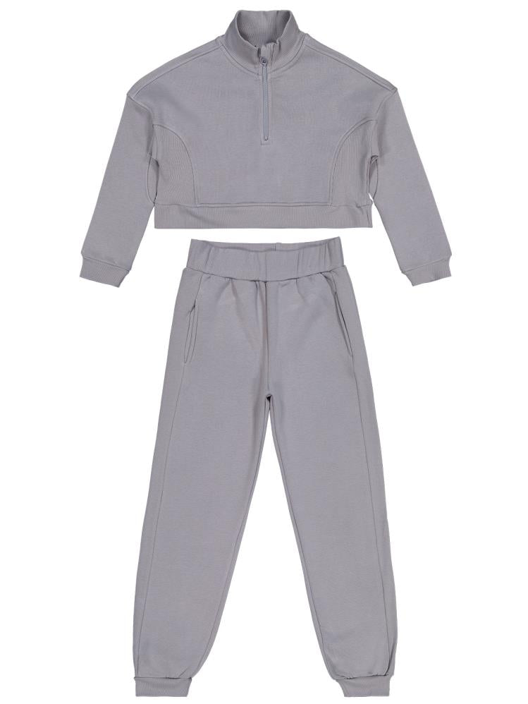 Civil Girls Fermuar Detaylı 10-13 Yaş Eşofman Takımı - Gri