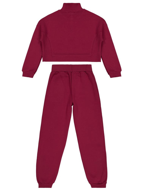 Civil Girls Fermuar Detaylı 10-13 Yaş Eşofman Takımı - Bordo