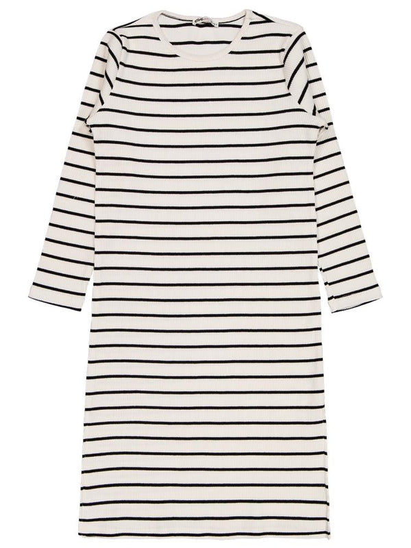 Civil Girls Kalın Çizgili 10-13 Yaş Elbise - Ekru