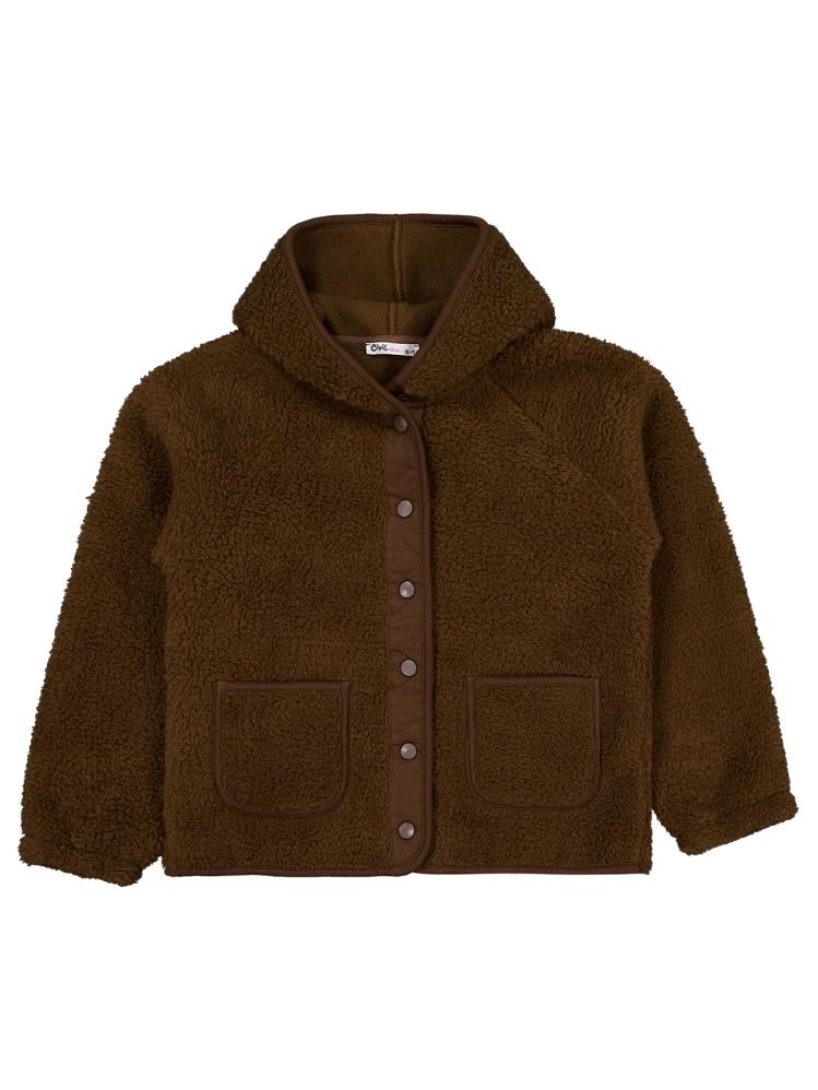 Civil Girls Pelüş Detaylı 10-13 Yaş Hırka - Kahverengi