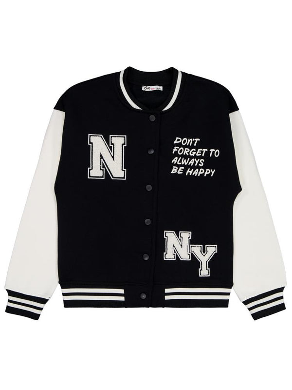 Civil Girls NY Nakışlı 10-13 Yaş Hırka - Siyah