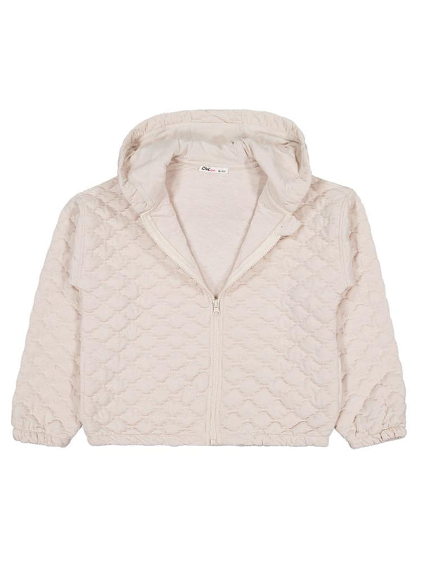 Civil Girls Baklava Desen 10-13 Yaş Hırka - Bej