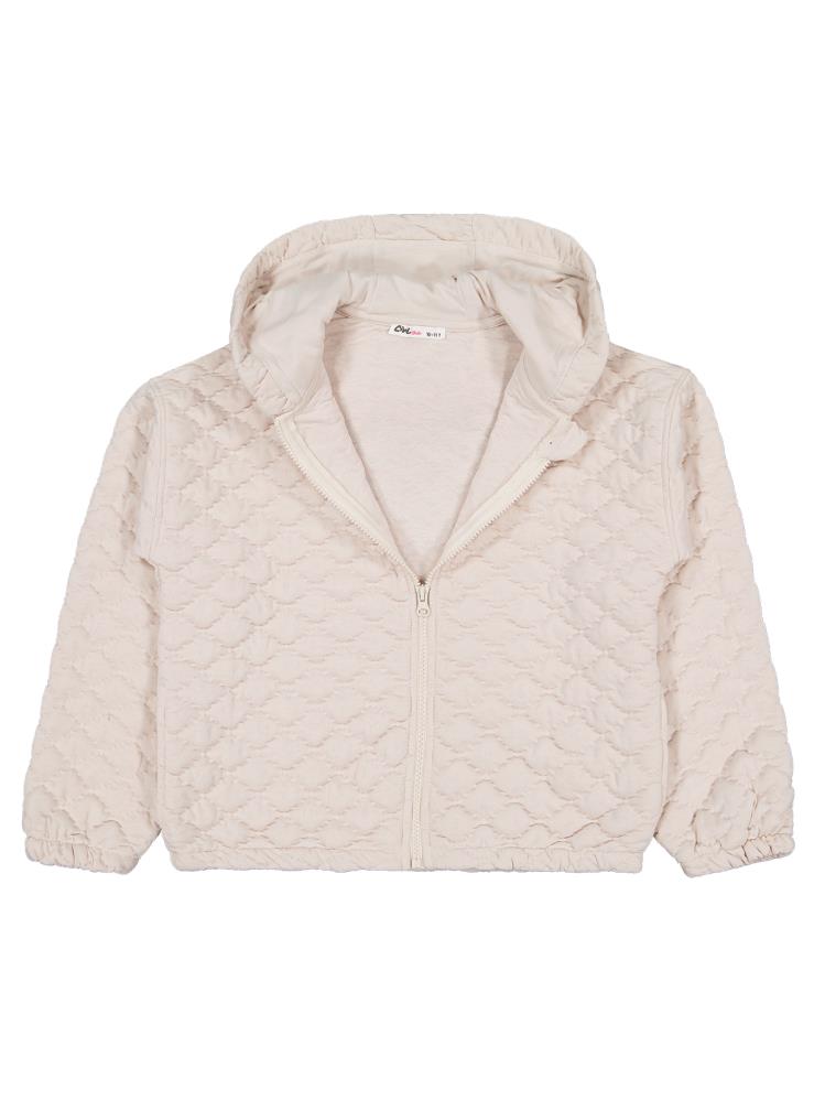 Civil Girls Baklava Desen 10-13 Yaş Hırka - Bej