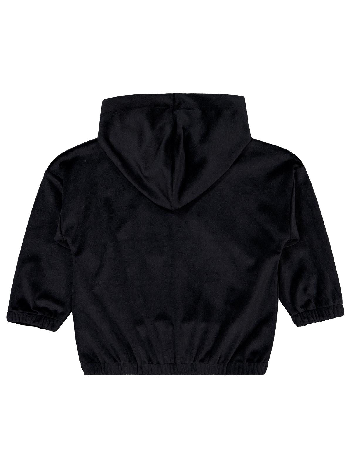 Civil Kız Çocuk Sweatshirt | Kadife Uzun Kol Kapşonlu | Okul Kreş ve Günlük Kullanım - Siyah