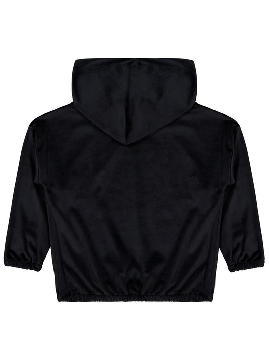 Civil Kız Çocuk Sweatshirt | Kadife Uzun Kol Kapşonlu | Okul Kreş ve Günlük Kullanım - Siyah