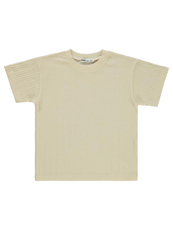 Civil Boys Kendinden Desenli 6-9 Yaş Tişört - Bej