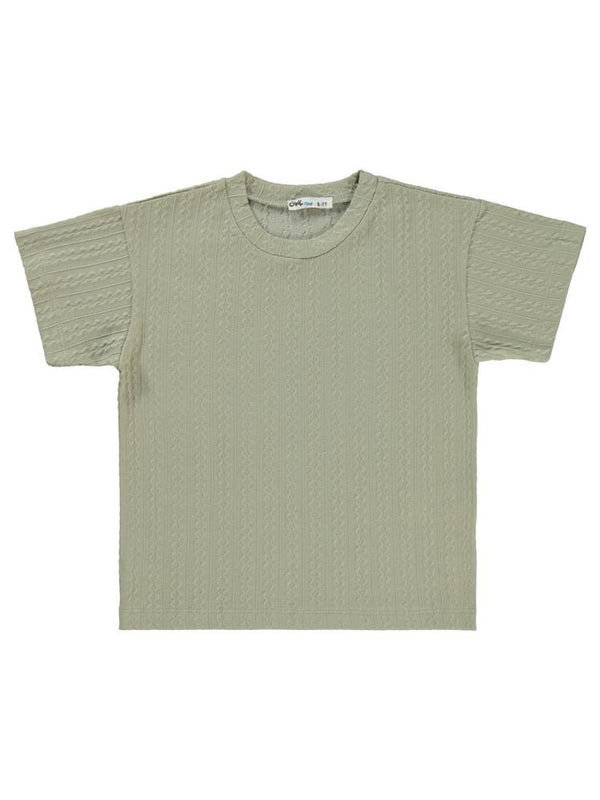 Civil Boys Kendinden Desenli 6-9 Yaş Tişört - Haki