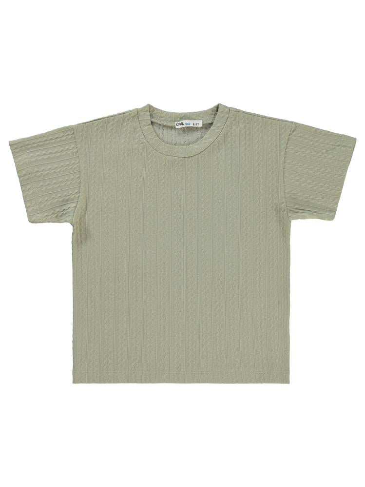 Civil Boys Kendinden Desenli 6-9 Yaş Tişört - Haki