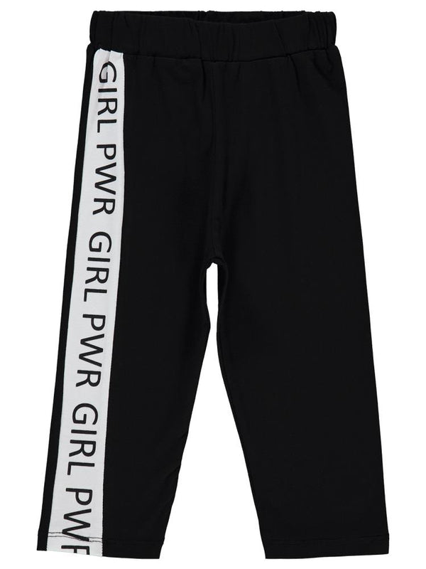 Civil Girls GRL PWR Baskılı 6-9 Yaş Tayt - Siyah