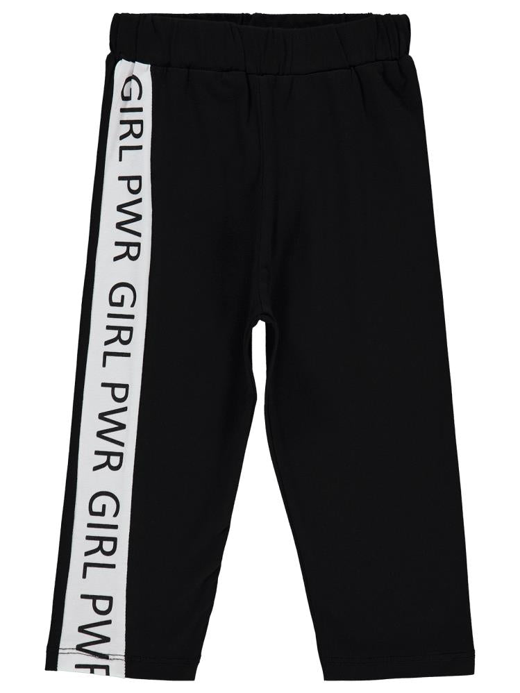 Civil Girls GRL PWR Baskılı 6-9 Yaş Tayt - Siyah