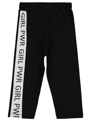 Civil Girls GRL PWR Baskılı 6-9 Yaş Tayt - Siyah