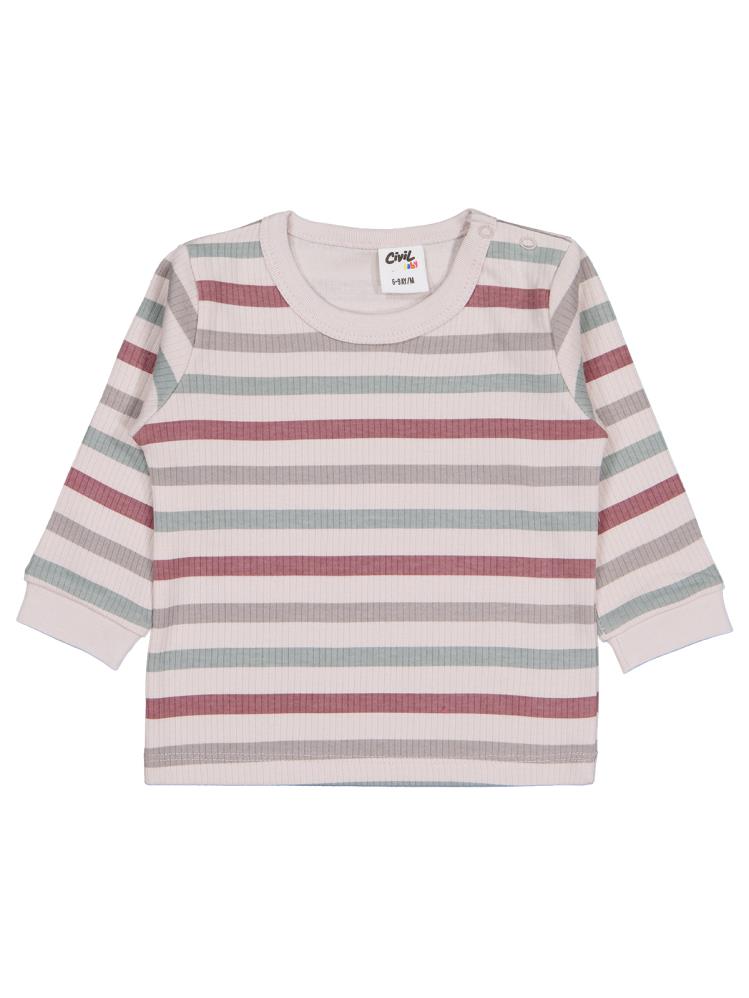 Civil Baby Çizgi Empirmeli Dinozor Baskılı 6-18 Ay Slopet - Yeşil