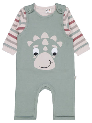 Civil Baby Çizgi Empirmeli Dinozor Baskılı 6-18 Ay Slopet - Yeşil