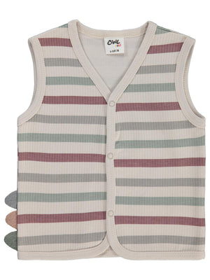 Civil Baby Çizgi Empirme 6-18 Ay Yelek - Bej