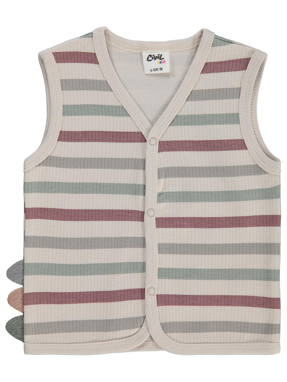Civil Baby Çizgi Empirme 6-18 Ay Yelek - Bej