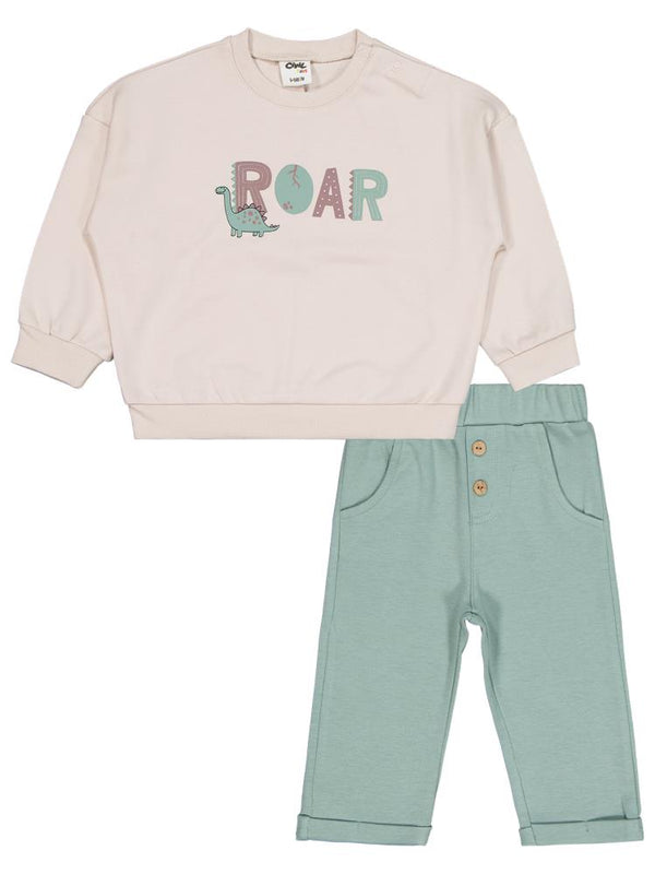 Civil Baby Dinozor Baskılı 6-18 Ay Takım - Bej
