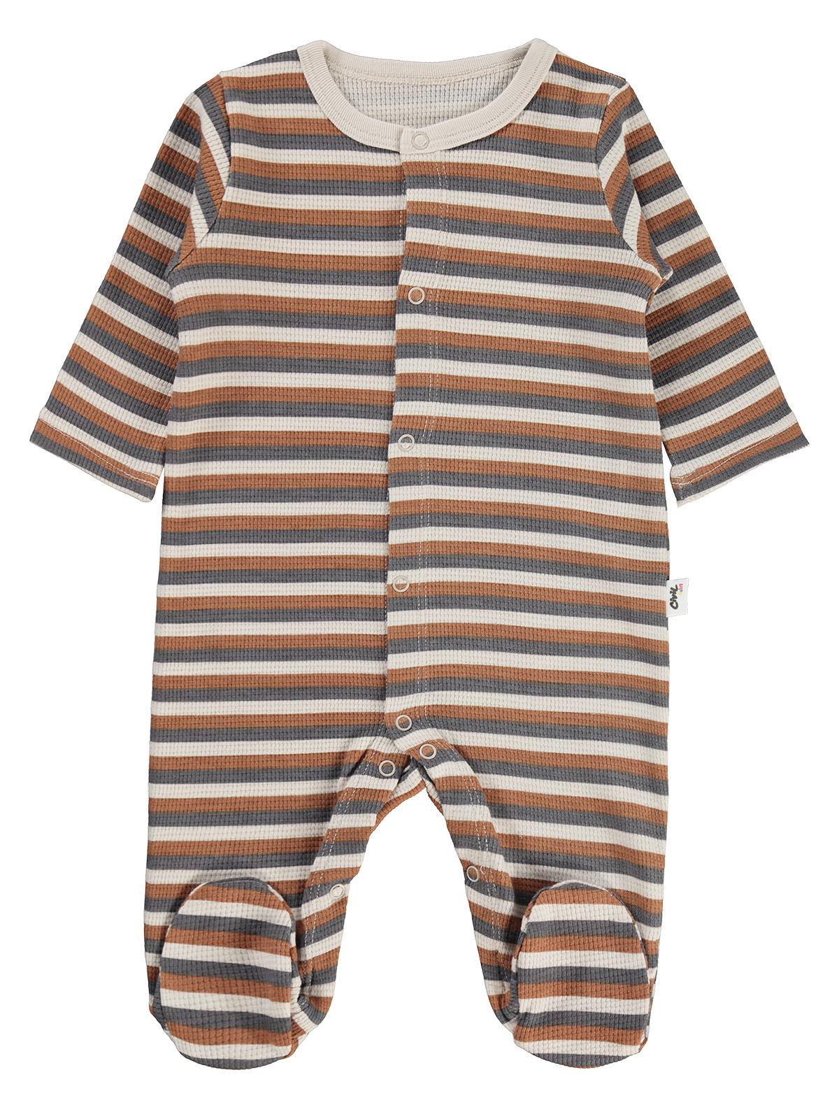 Civil Baby Çizgi Empirme 1-9 Ay Tulum - Bej