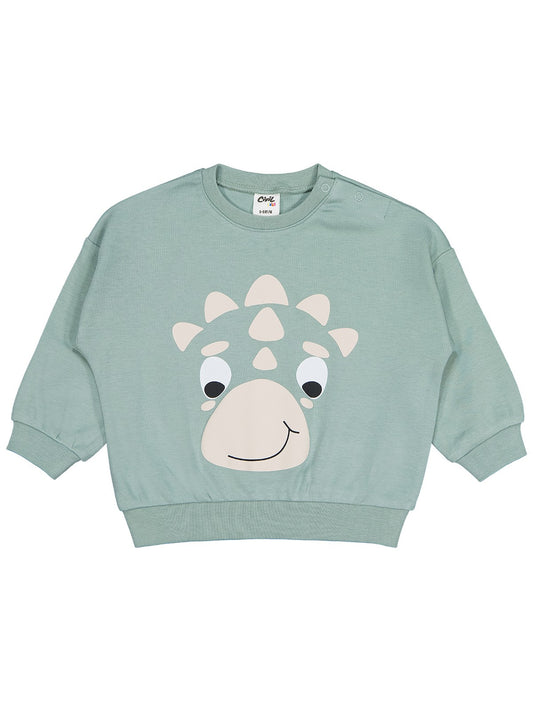 Civil Baby Dinozor Baskılı 6-18 Ay Sweatshirt - Yeşil