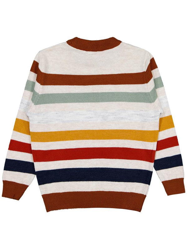 Civil Boys Renkli Çizgili  6-9 Yaş Kazak - Turuncu