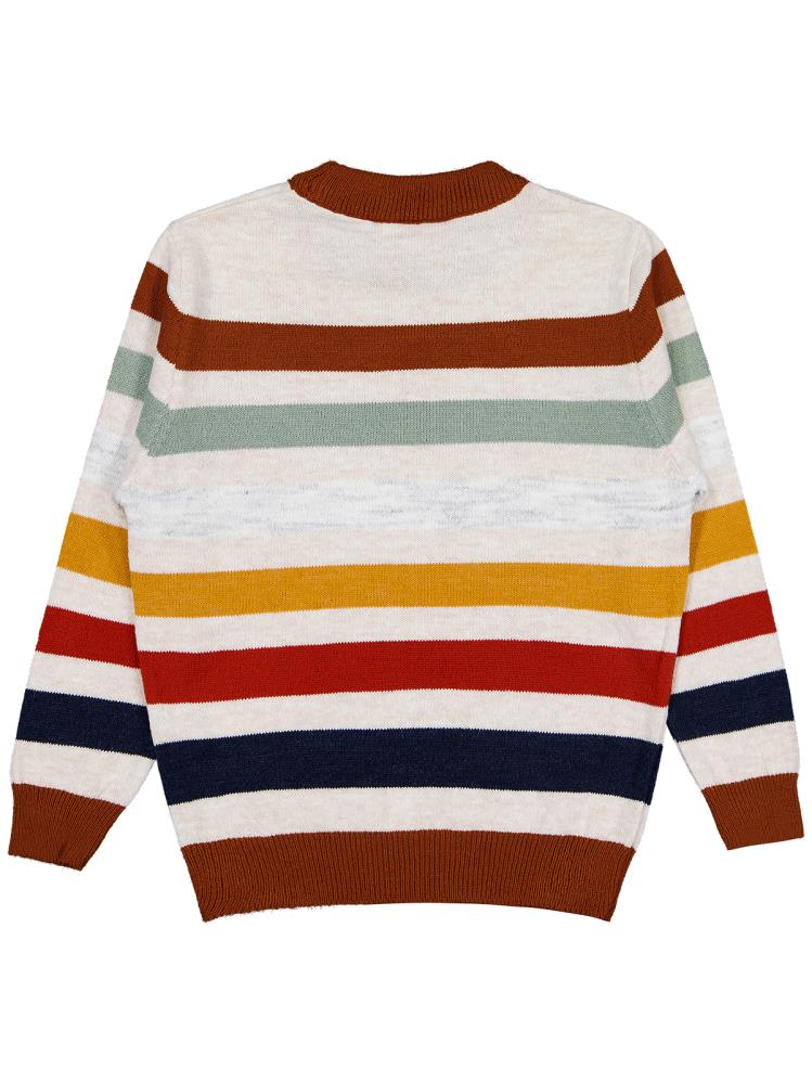 Civil Boys Renkli Çizgili  6-9 Yaş Kazak - Turuncu