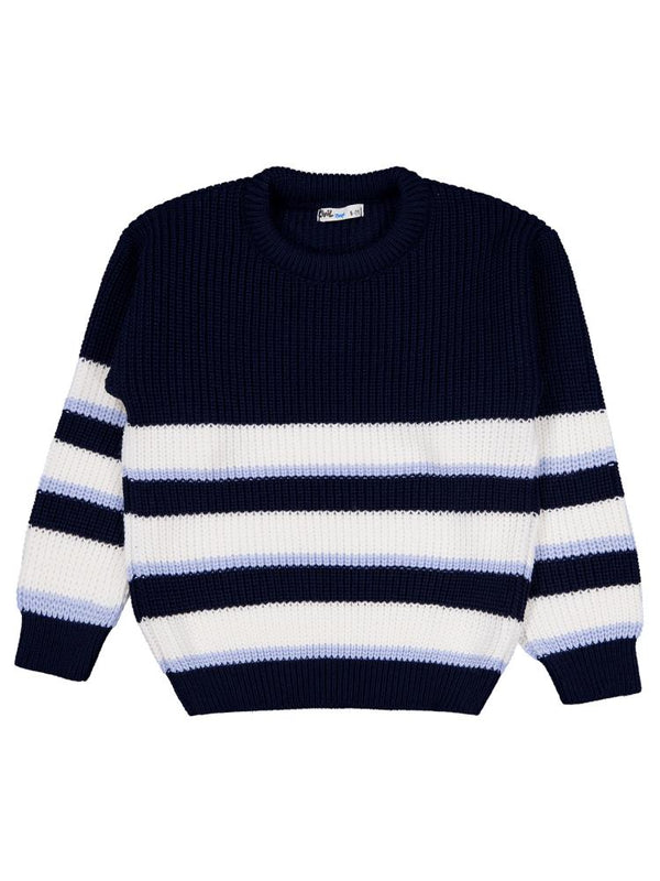 Civil Boys Çizgili Gömlekli 6-9 Yaş Kazak - Lacivert