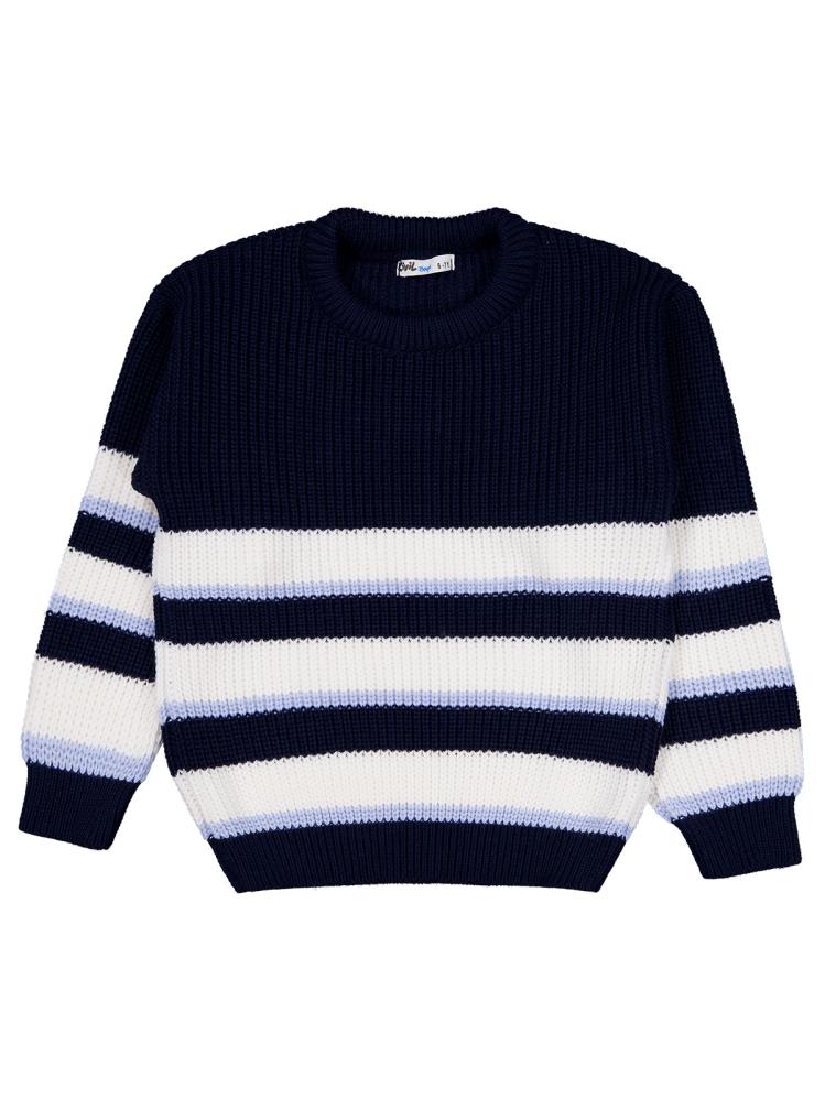 Civil Boys Çizgili Gömlekli 6-9 Yaş Kazak - Lacivert