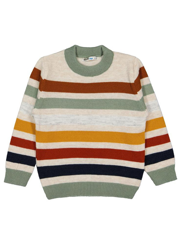 Civil Boys Renkli Çizgili  2-5 Yaş Kazak - Haki