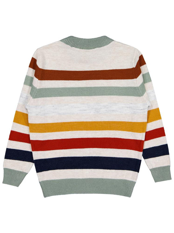 Civil Boys Renkli Çizgili  6-9 Yaş Kazak - Haki