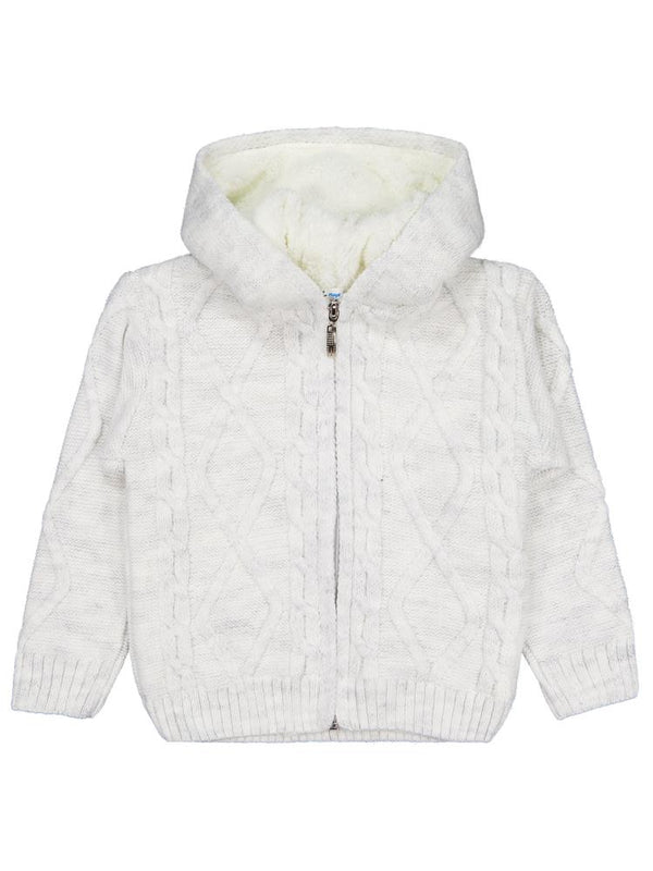 Civil Boys Saç Örgülü İçi Polarlı Kapşonlu 2-5 Yaş Hırka - Gri