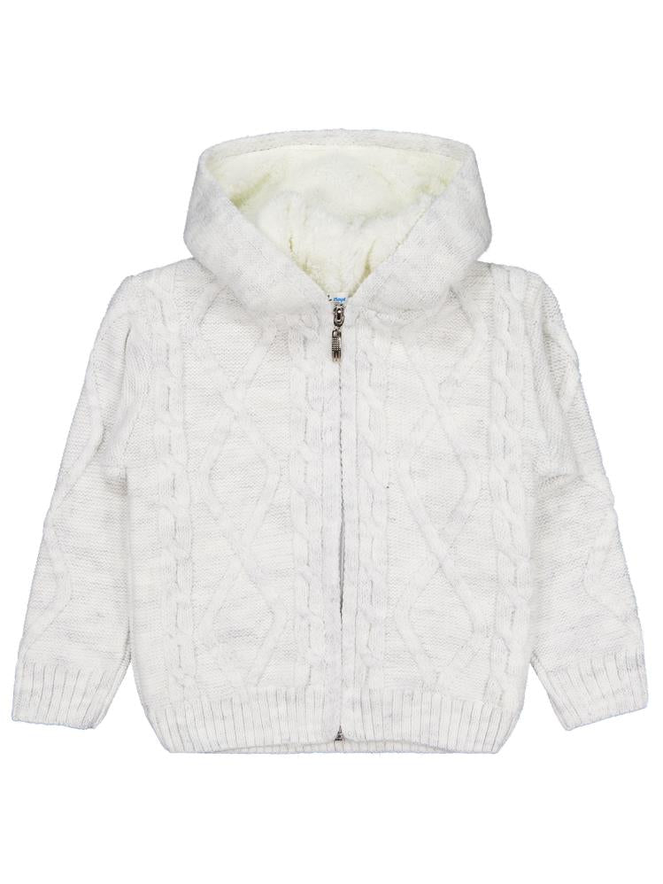 Civil Boys Saç Örgülü İçi Polarlı Kapşonlu 2-5 Yaş Hırka - Gri