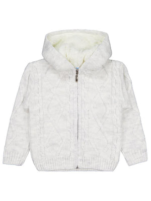 Civil Boys Saç Örgülü İçi Polarlı Kapşonlu 2-5 Yaş Hırka - Gri