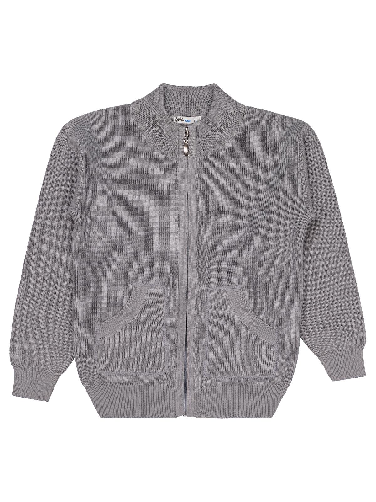 Civil Boys Fermuarlı Cepli 6-9 Yaş Hırka - Gri