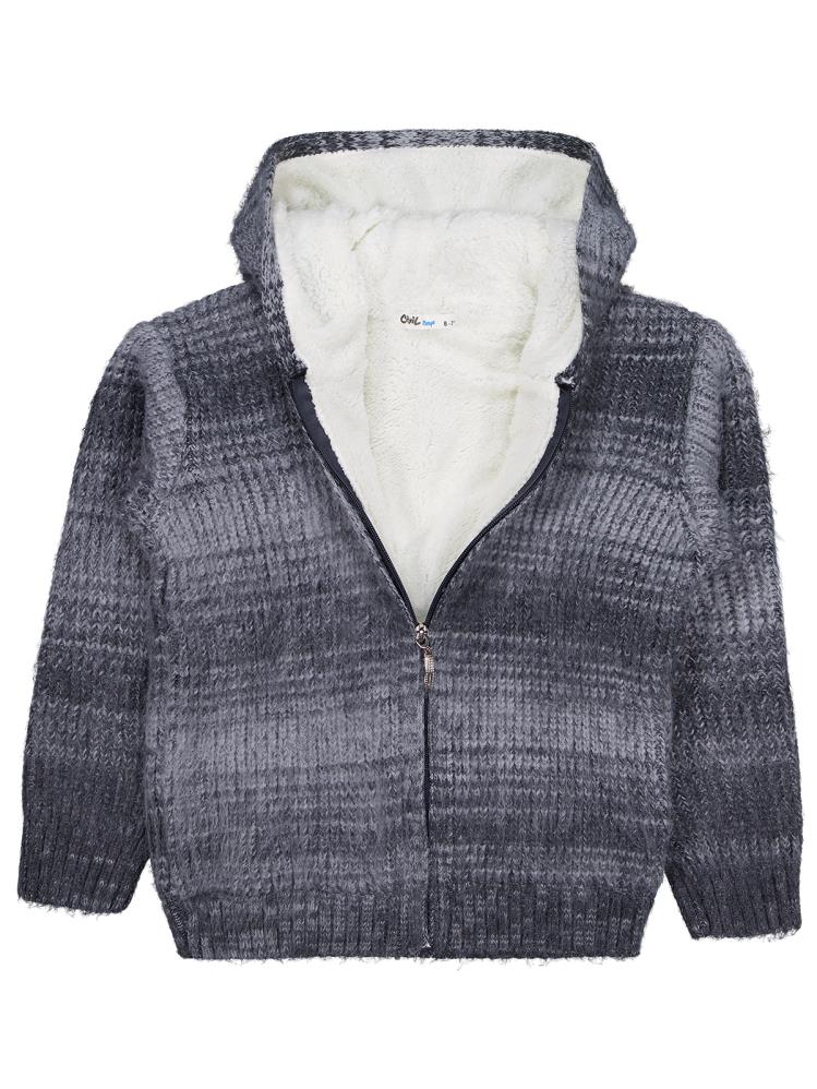 Civil Boys İçi polarlı Kapşonlu 6-9 Yaş Hırka - Gri