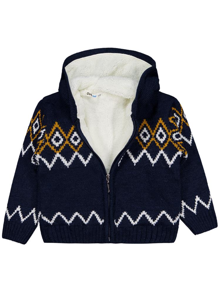 Civil Boys İçi polarlı Etnik Desenli 2-5 Yaş Hırka - Lacivert