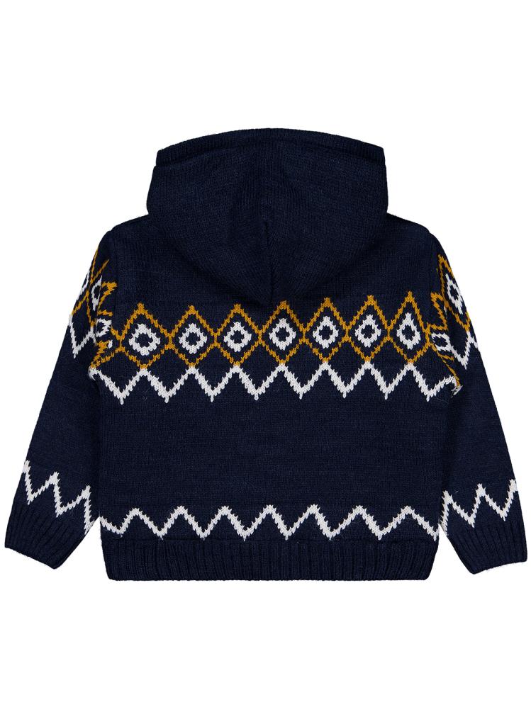 Civil Boys İçi polarlı Etnik Desenli 2-5 Yaş Hırka - Lacivert