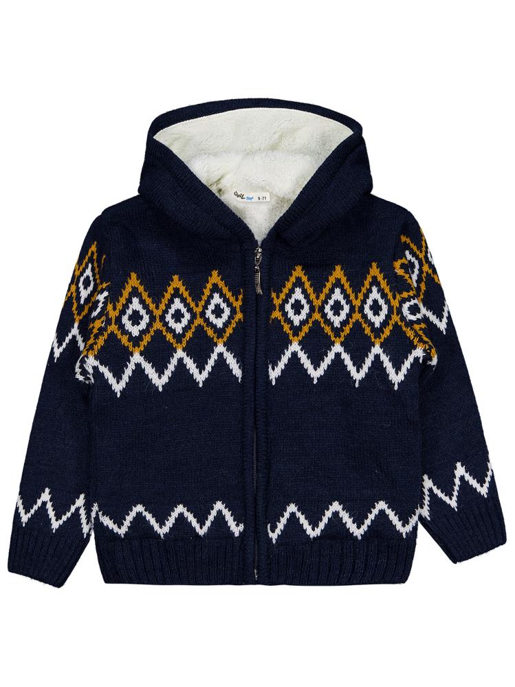 Civil Boys İçi polarlı Etnik Desenli 6-9 Yaş Hırka - Lacivert